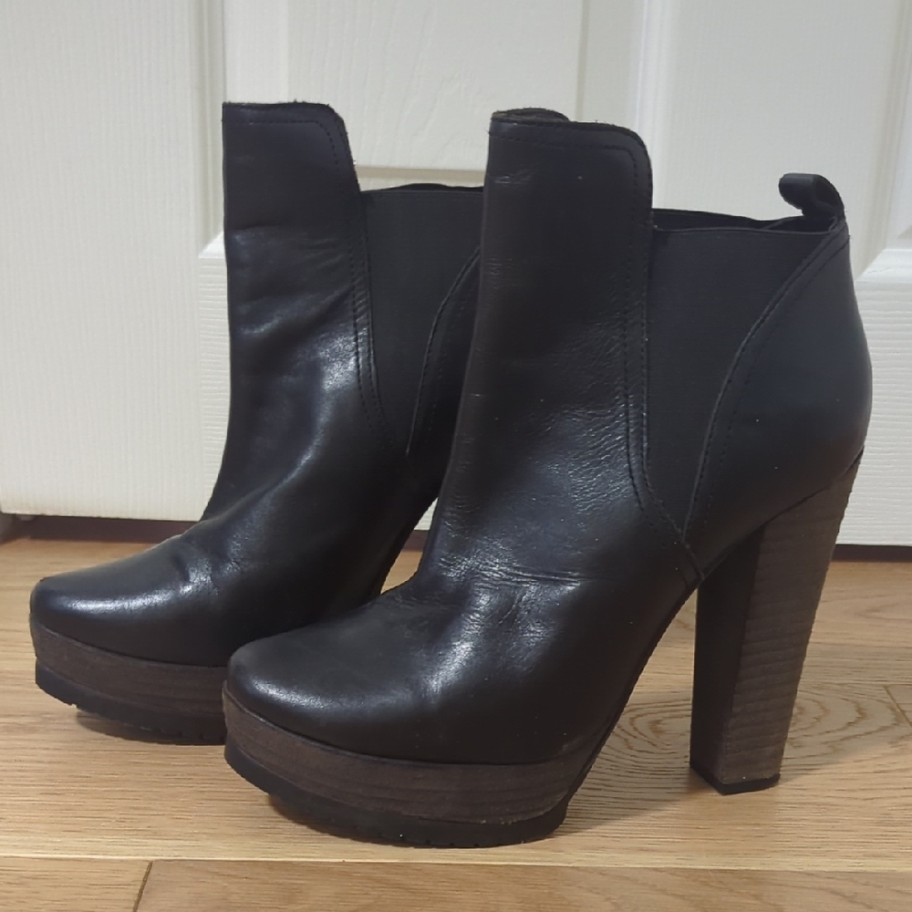 Black Leather Ankle Boots